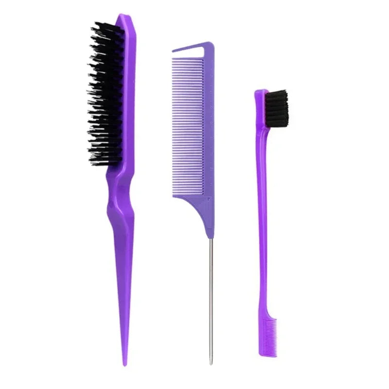 Ultieme 3-delige Haarstyling Kam Set - Teasing Borstel, Rat Tail Kammen & Rand Borstel voor Perfecte Vlechtstyling!