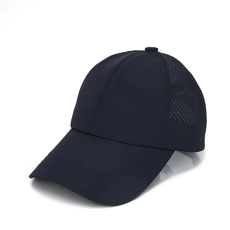 Chic Zomer Effen Baseball Cap voor Vrouwen - Stijlvolle Athleisure Cross Ponytail Hoed met Sneldrogend Gaas Visor