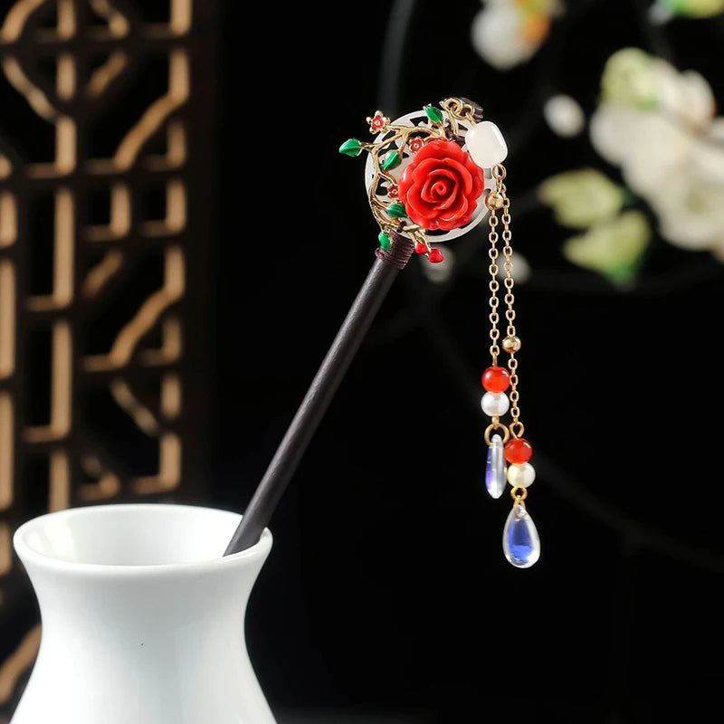 Elegante Handgemaakte Vintage Chinese Haarkammen - Luxe Bloemige Haarspelden voor Huwen en Speciale Evenementen