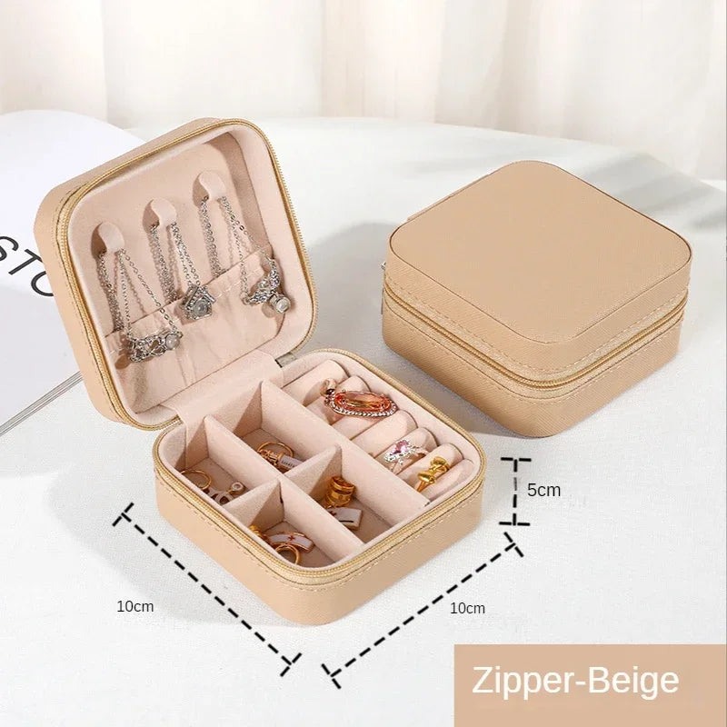 Elegante Draagbare Leren Sieraden Organiser & Reisdoos - Perfect om Je Schatten Veilig en Stylistisch te Houden!