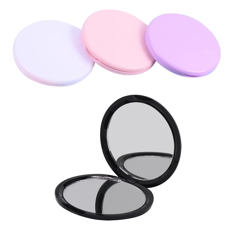 Compact Dubbelzijdige Handheld Make-up Spiegel - Vouwbare Ronde Reisessentieel voor Schoonheids- en Cosmetische Bijwerkingen