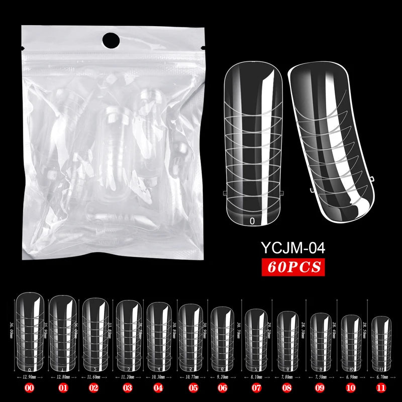 60 stuks Nagelverlengingsvormen voor Snelle UV Gel Polish Toepassing - Perfect voor Acrylnagels en Valse Nagelkunst met Dual System Manicure Accessoires!