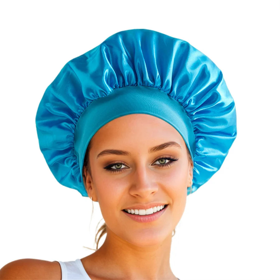 Luxueuze Extra Grote Zijde Bonnet voor Vrouwen met Brede Rand - Stijlvolle en Comfortabele Slaapmuts voor Dagelijks Gebruik