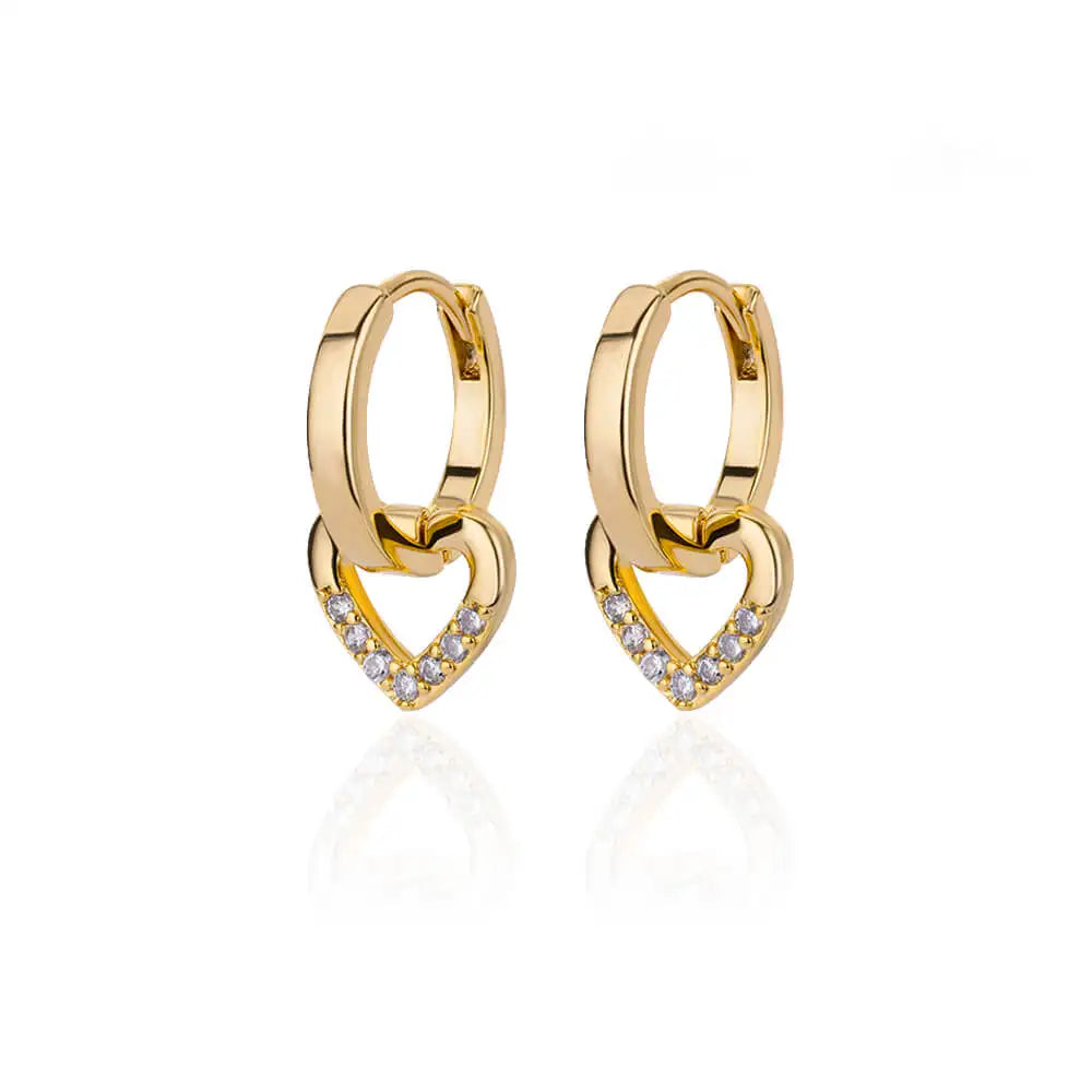 Elegante Gouden Zirkonia Hart Dangle Oorbellen voor Vrouwen en Meisjes - Luxueuze Koppel Sieraden Perfect voor Feestjes en Cadeaus