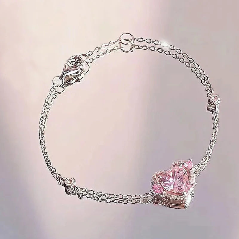 Charmante Kristallen Bloemenarmband voor Vrouwen - Y2K Zoete Meisjes' Maan Kersenbloesem Strik Zircon Luxe Sieraden Cadeau