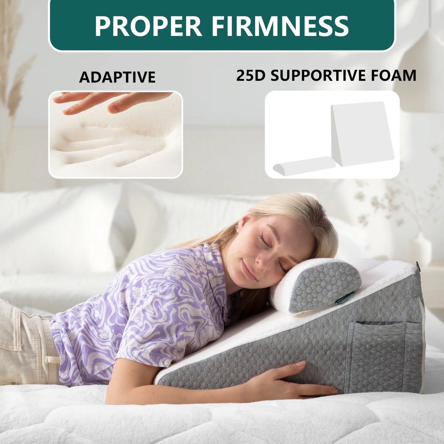 Luxueuze 2-delige Wigkussen Set met Geheugenfoam Top en Elegante Jacquard Hoes - Perfect voor Slaap, Zuuraanvalverlichting en Stijlvolle Hoofdeinde of Bank Driehoeksteun