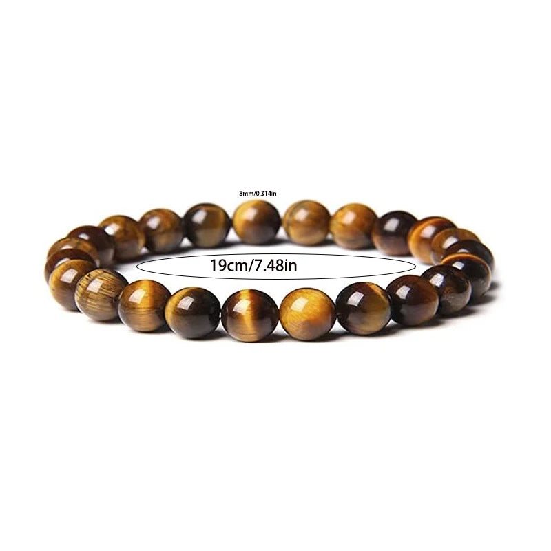 Elegante 8 mm Elastische Armband met Vulkan- en Tijgeroogstenen - Gemaakt van Premium Kristalpoeder