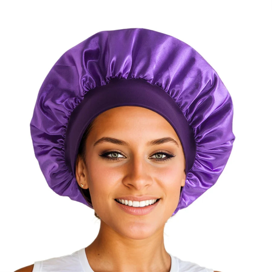 Luxueuze Extra Grote Zijde Bonnet voor Vrouwen met Brede Rand - Stijlvolle en Comfortabele Slaapmuts voor Dagelijks Gebruik