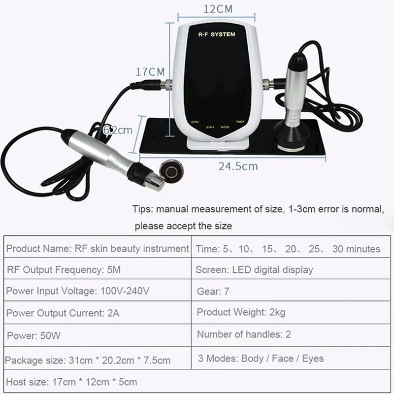 Revitaliseer je uitstraling: 5MHz 3-IN-1 RF Tripolaire Machine voor Gezicht, Ogen en Lichaam – Bereik Jeugdig Huid, Verstevigende Effecten en Vermindering van Rimpels op de Hals!