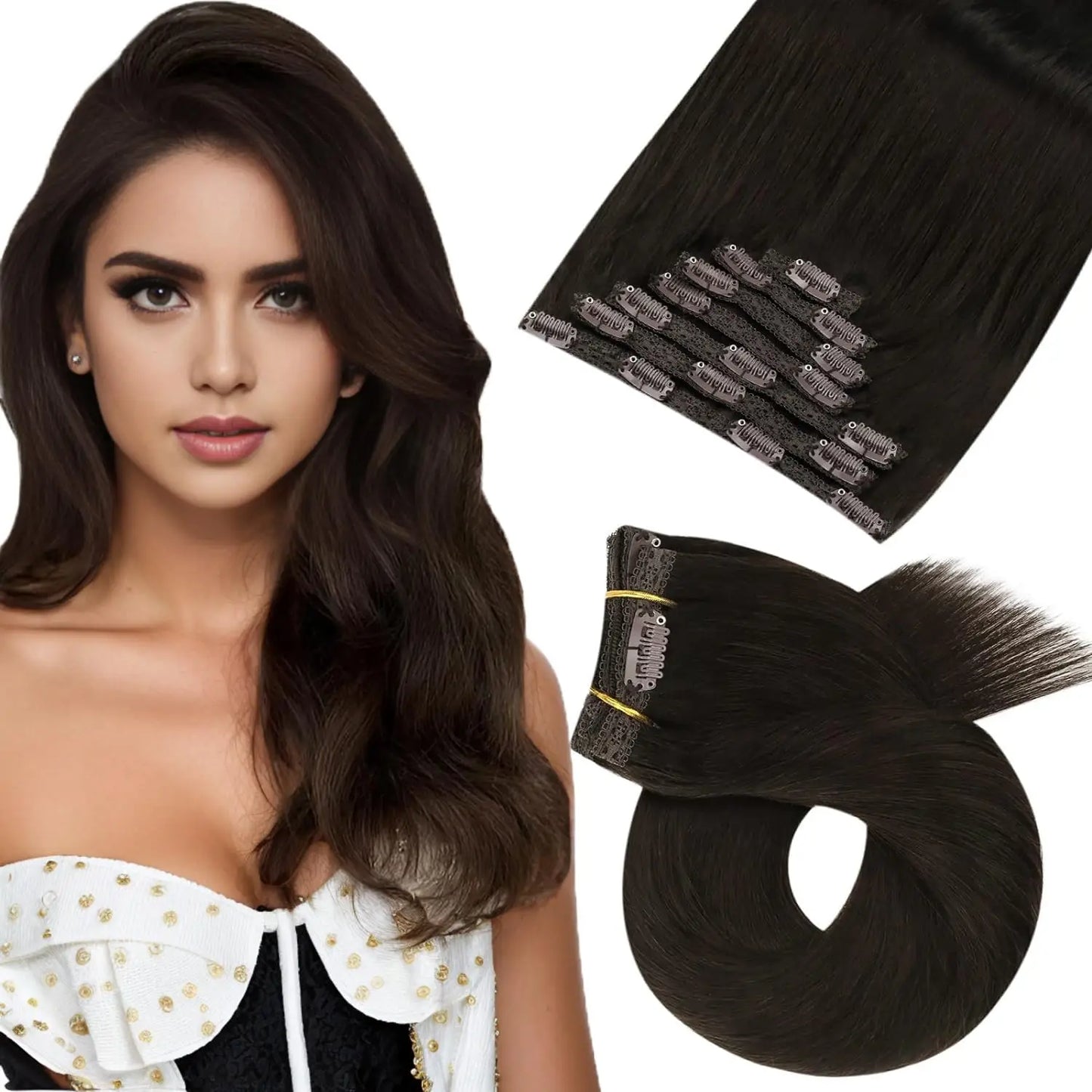 Transformeer je look met Moresoo Premium Clip-In Haarextensions - 100% Natuurlijke Remy Haar, Rechte Stijl, Verkrijgbaar in 5 en 7 Delige Sets!