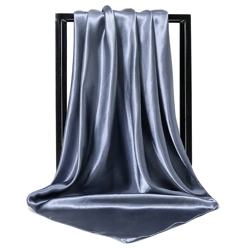 Elegante Zijden Sjaal voor Vrouwen - Premium Satijnen Effen Kleur Hijab, Stijlvolle Pareo, Veelzijdige Bandana, Chique Sjaal & Haarband, Perfecte 90*90cm Foulard