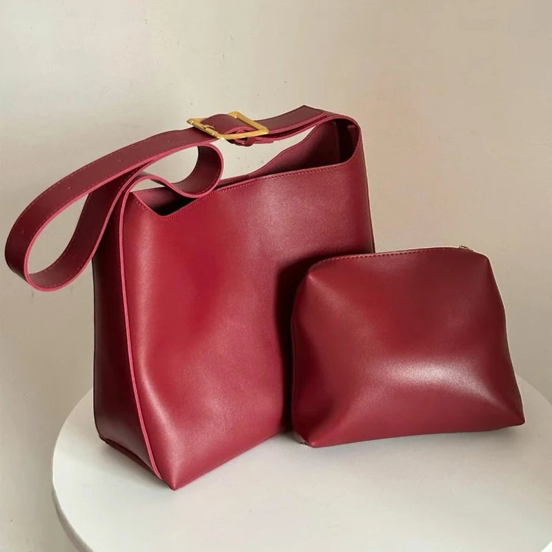 Chic Minimalistische PU Leren Schoudertas voor Vrouwen - Veelzijdige Handtas & Crossbody Stijl Perfect voor Werk