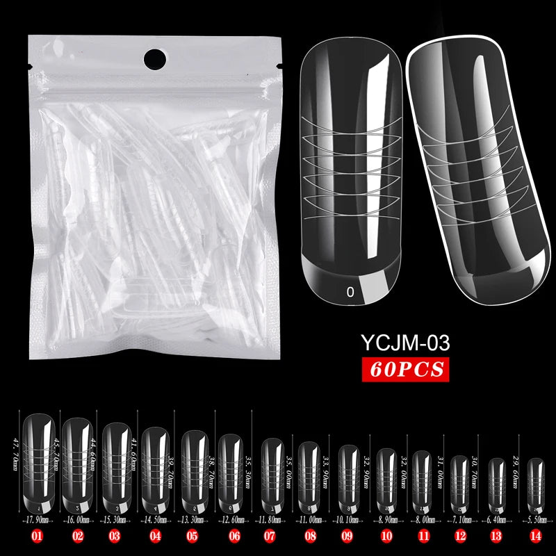 60 stuks Nagelverlengingsvormen voor Snelle UV Gel Polish Toepassing - Perfect voor Acrylnagels en Valse Nagelkunst met Dual System Manicure Accessoires!