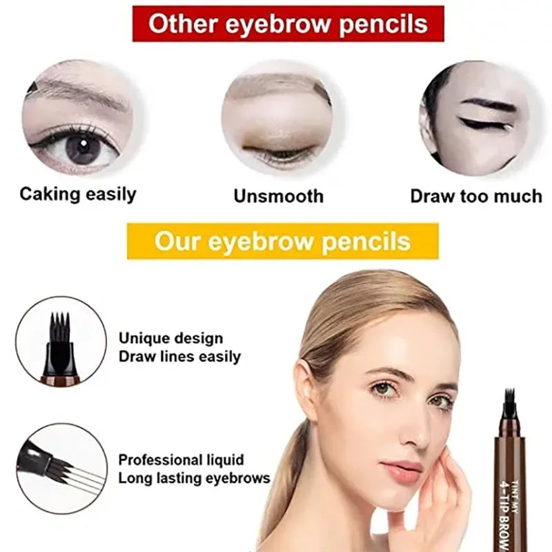 Levende 5-Kleur Microblading Oogpotlood - Waterdichte en Langdurige Vloeibare Oogpotlood met Precisie 4-Punt Tip