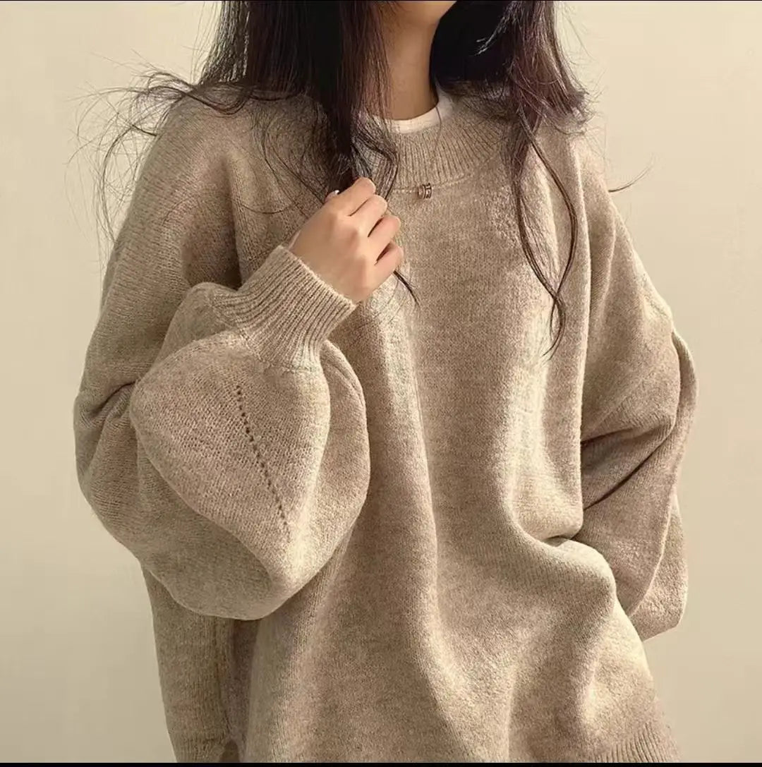 Chic Oversized Gebreide Trui voor Vrouwen - Gezellige Casual Winterkleding in Effen Kleuren