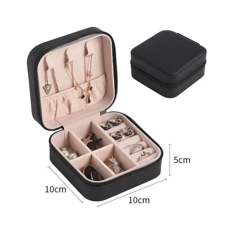 Elegante Draagbare Leren Sieraden Organiser & Reisdoos - Perfect om Je Schatten Veilig en Stylistisch te Houden!