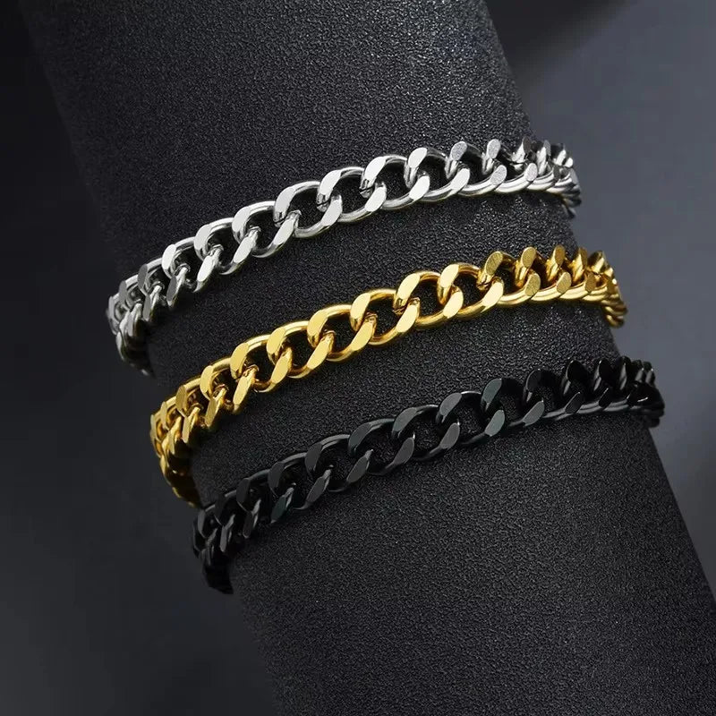 Stijlvolle RVS Curb Cubaanse Schakelarmbanden voor Stellen - Unisex Polssieraad Cadeau voor Hem en Haar