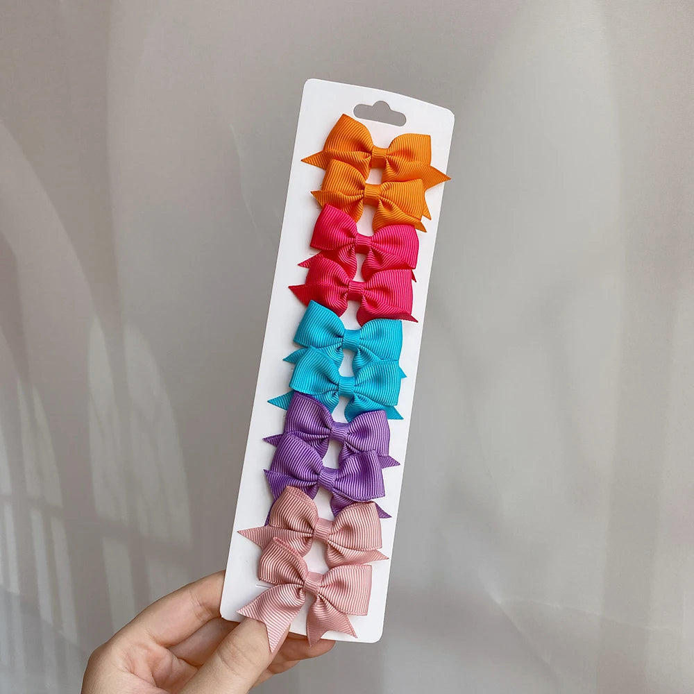 Charmante 10-delige set van 1,9'' effen kleur lint haarclips voor meisjes – Schattige handgemaakte strik mini haarspeldjes voor stijlvol haaraccessoires!