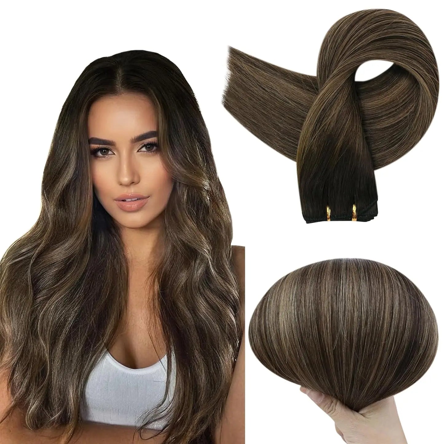 Verander Je Uiterlijk met Full Shine Ombre Blonde Menselijk Haar Weft Extensions - Zijdeachtig Steil 100g Remy Skin Dubbele Weft Bundels voor een Perfecte Salonafwerking!