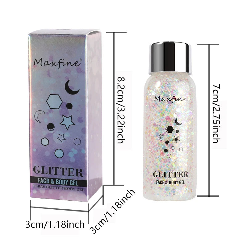 Multifunctionele Lichaams- en Gezichtsglittergel - Langdurige, Waterdichte Oog- en Haartinten voor Feest- en Podiumglamour