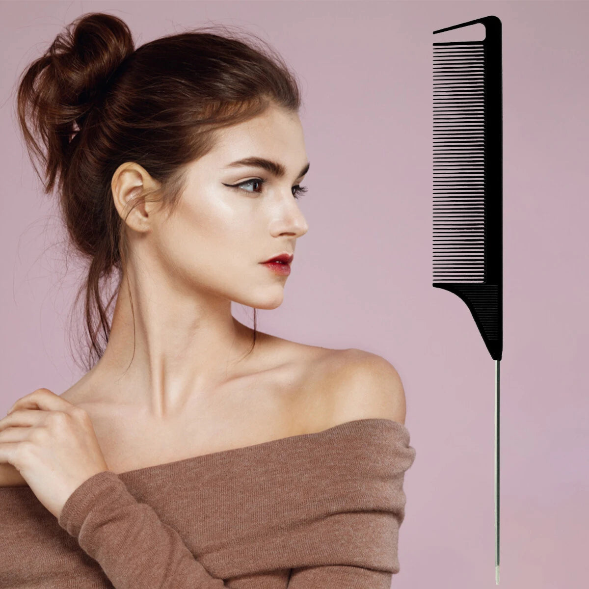 Premium Zwarte Spitse Staartkam voor Salonprofessionals - Antistatisch, Hittebestendig Haarstylingshulpmiddel