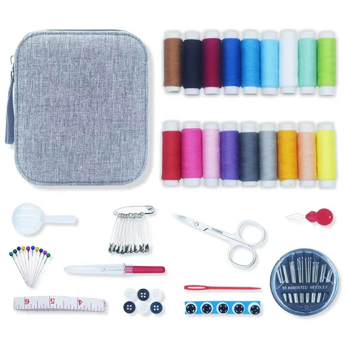 Kit de couture essentiel 86 pièces aiguilles fils accessoires réparation couture DIY portable
