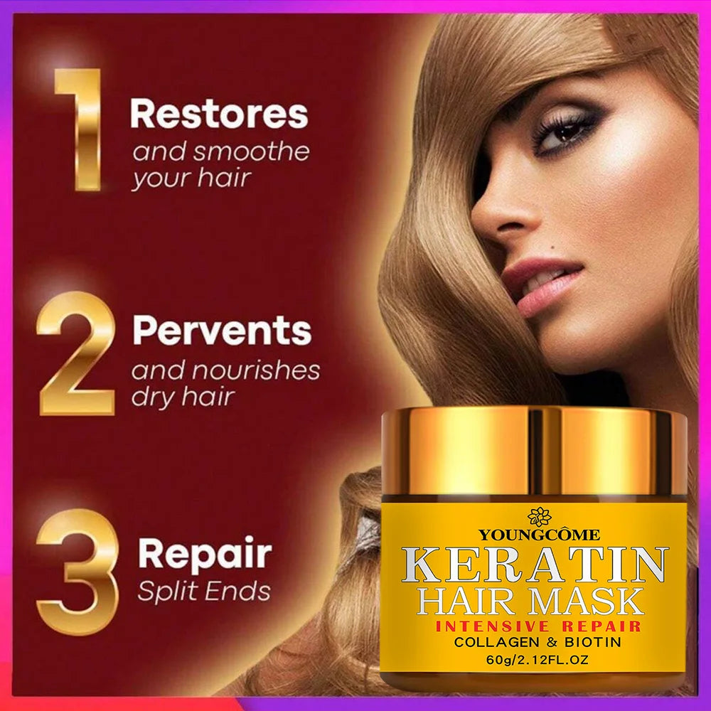 Revitaliseer je Haar: Voedende Biotine, Collageen & Keratine Reparatiemasker voor Droog, Beschadigd Haar