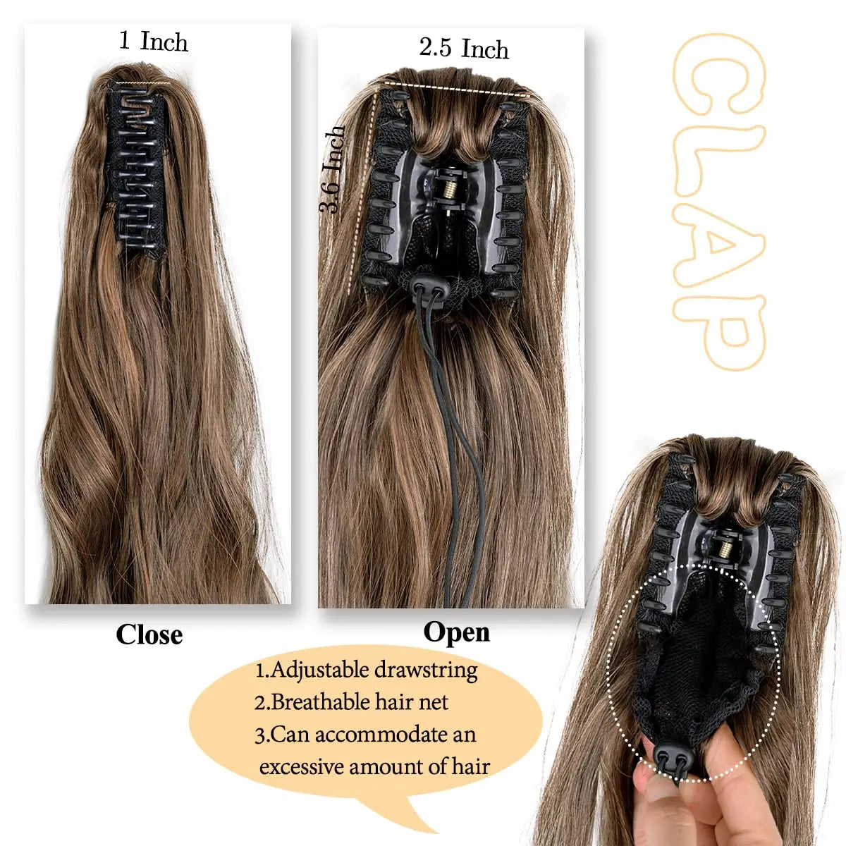 Transformeer je look met 24-inch luxe bovenste paardenstaart haarextensions - 150g pakket met krullende golvende clips en trekbare staartjes!