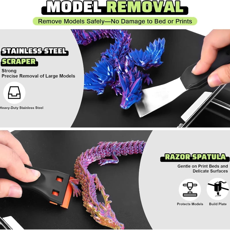 34pc 3D Printer Tool Kit Nozzle Cleaning Needles Scraper Tweezers Wire Cutter Files 3D Print Finishing Tools for FDM SLA