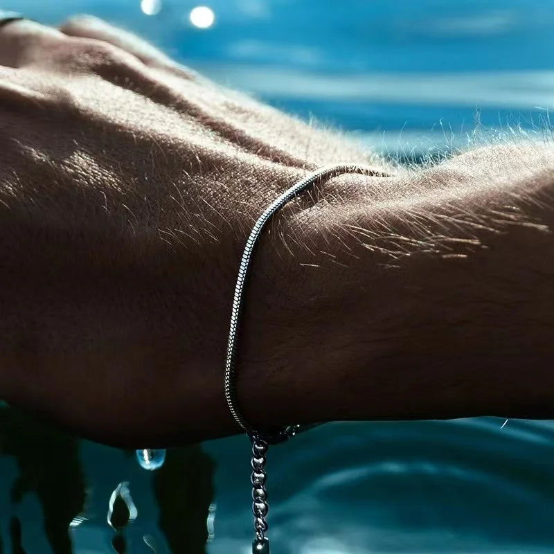Stijlvolle Vierkante Rvs Slangenbeen Schakelarmband - Trendy Hip-Hop Sieraden voor Mannen en Vrouwen - Perfect voor Feesten en Speciale Gelegenheden!