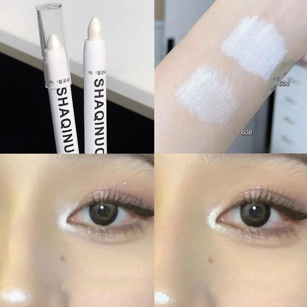 Stralende Matte Oogschaduwstick & Schitterende Zilveren Highlighter Duo - Perfect voor Prachtige Ooglooks!