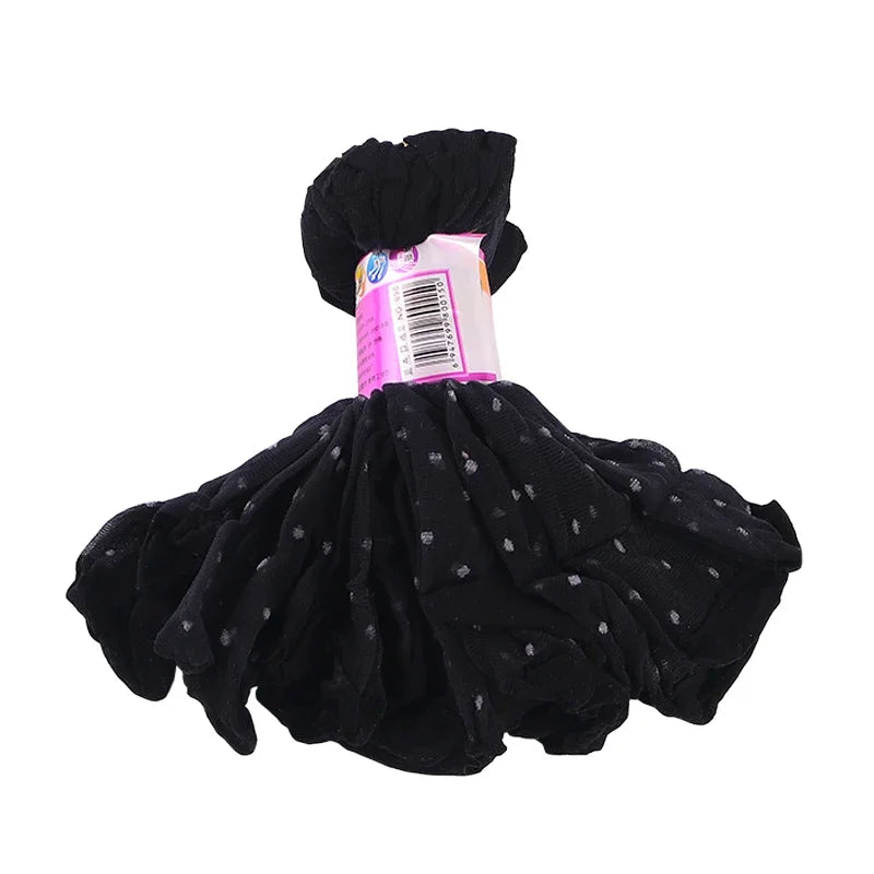 Chic Zwarte Punt Transparante Sokken - Ultra-Dunne Elastische Kristallen Zijde Enkel Sokken voor Vrouwen - Perfect voor Zomer Mode!