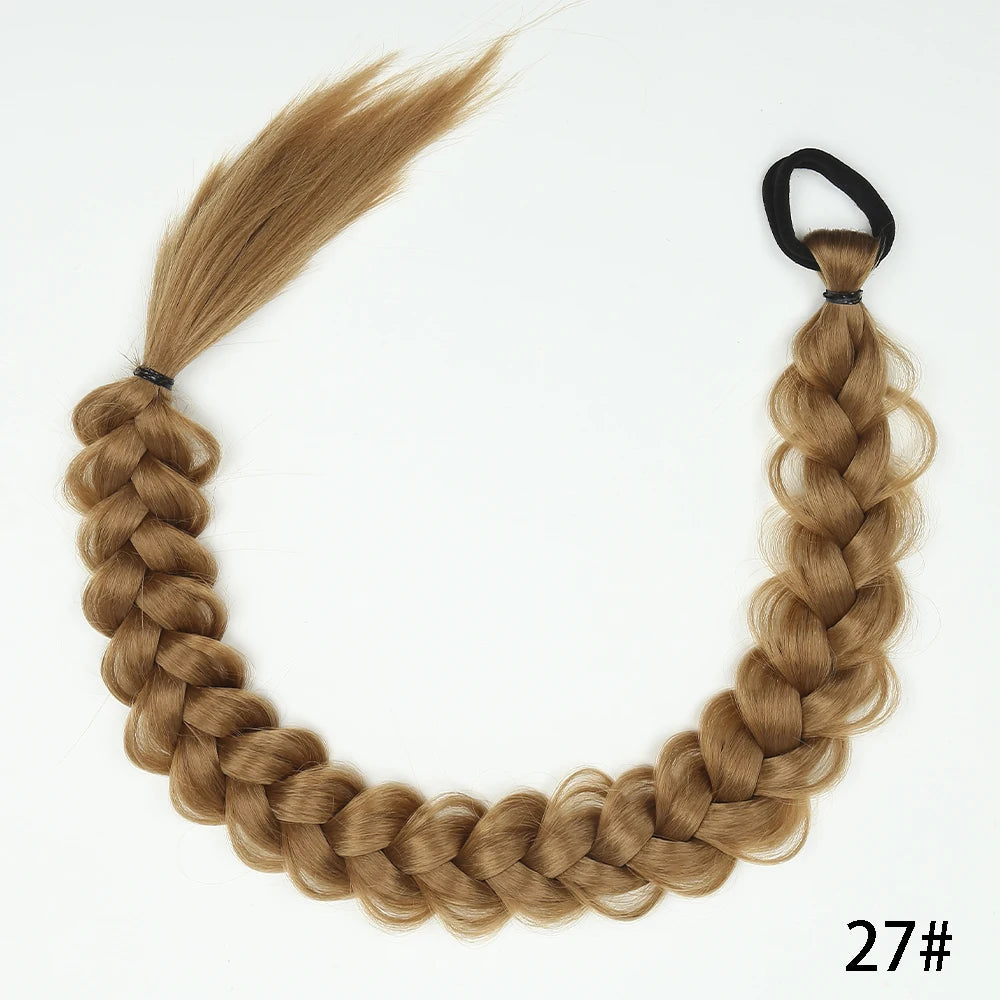 Luxe 24-Inch Synthetische Lange Twist Vlecht Paardestaart Extensions met Rubberband - Perfect voor Dagelijkse Styling en Boksliefhebbers