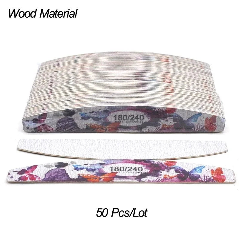 50-delige Premium Houten Vijlset - Multi-grit Houten Manicure Polijstgereedschap voor Perfecte Nagels (100/120/150/180/240)