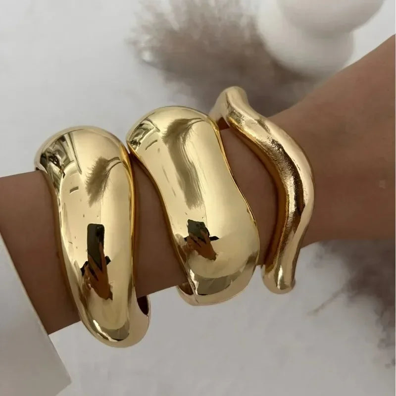 Luxe Brede Handboeien in Punk Goud en Zilver - Gedurfde Geometrische Metalen Statement Sieraden voor Vrouwen en Mannen