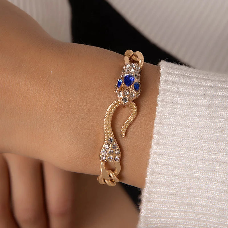 Tocona Elegante Vintage Slangenoog Kristallen Armband - Een Stijlvolle Geometrische Legering Accessoire voor Mannen en Vrouwen Perfect voor Feesten