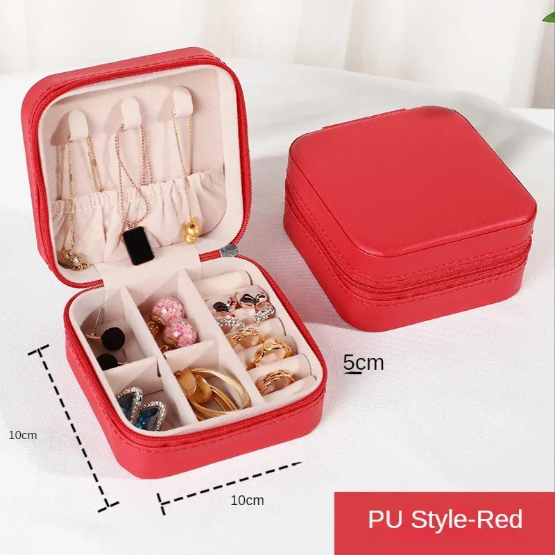 Elegante Draagbare Leren Sieraden Organiser & Reisdoos - Perfect om Je Schatten Veilig en Stylistisch te Houden!