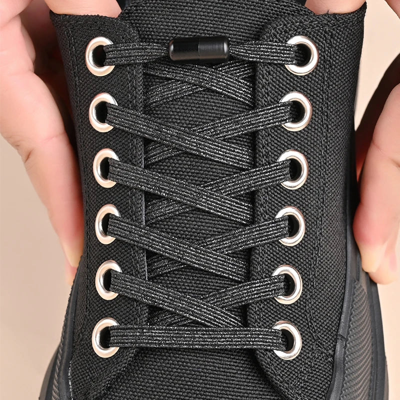 Kleurige Elastische Schoenveters zonder Knoop met Stijlvolle Gespen - Perfect voor Kinderen en Volwassenen!