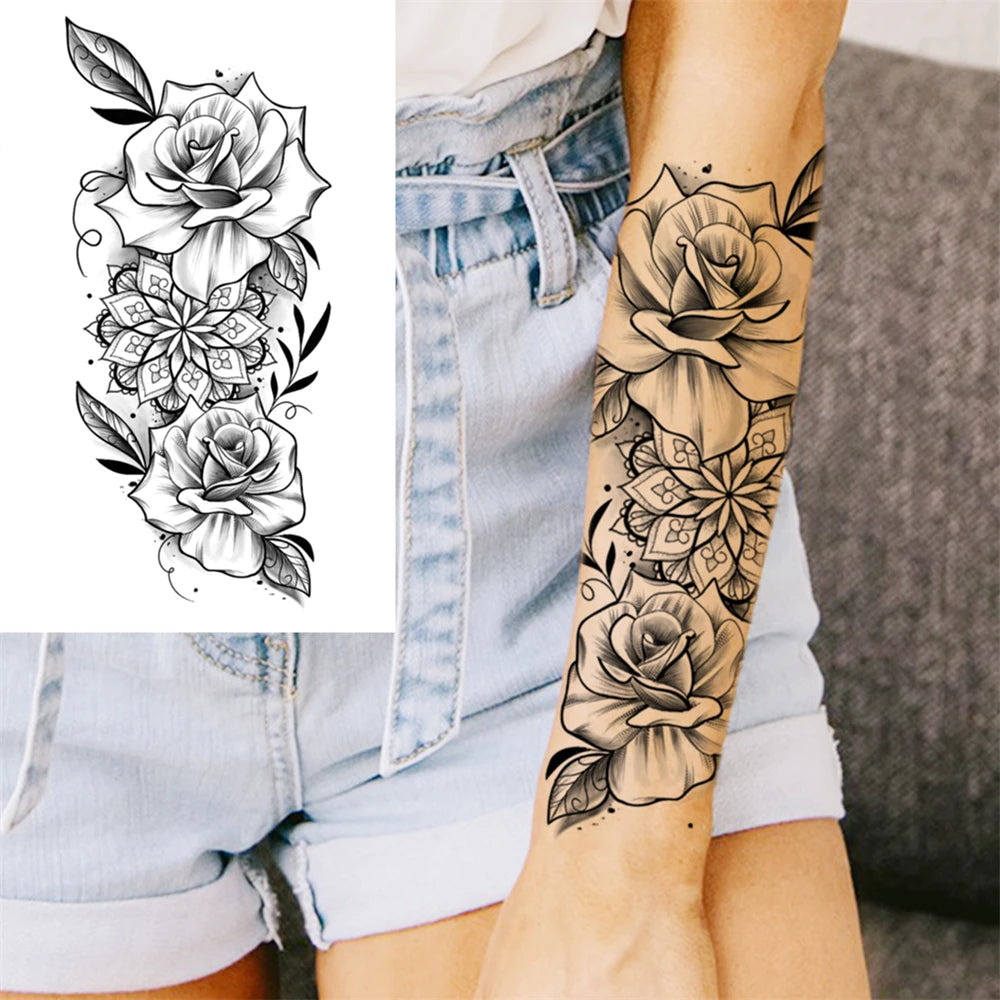 Indrukwekkende Volledige Arm Tijdelijke Tattoo Mouw voor Mannen en Vrouwen - Realistische Krijger, Leeuw, Tijger en Bloementekening - Gedurfde Zwarte Totem en Maori Stijl Stickers