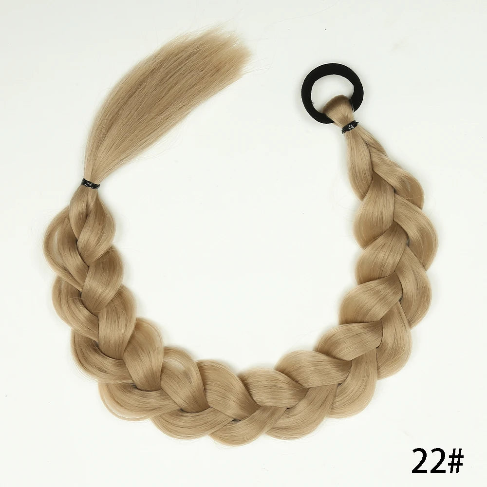 Luxe 24-Inch Synthetische Lange Twist Vlecht Paardestaart Extensions met Rubberband - Perfect voor Dagelijkse Styling en Boksliefhebbers
