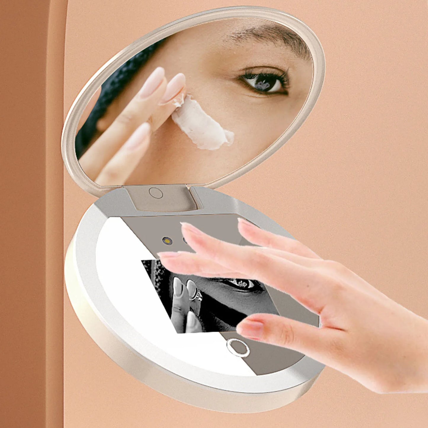 Compact 3,5 inch UV Spiegel Zonnebrandcrème Testcamera met 2X Vergroting - Perfect voor Reismake-up!