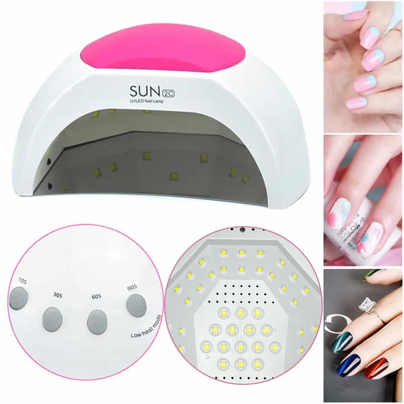 LULAA 48W UV Nagellamp - SUN2C Professionele Gel Nag Droger met Infraroodsensor en Luxe Roze Siliconen Pad voor Salonkwaardige Resultaten