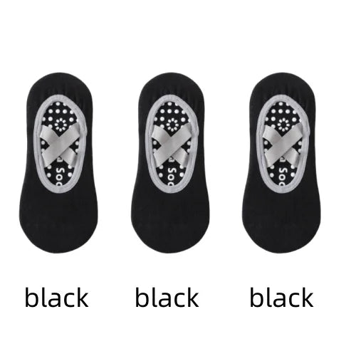 3 Paar Professionele Antislip Yogasokken voor Vrouwen - Ademend Ballet en Pilates Stijl met Siliconen Grip en Rugloze Ontwerp