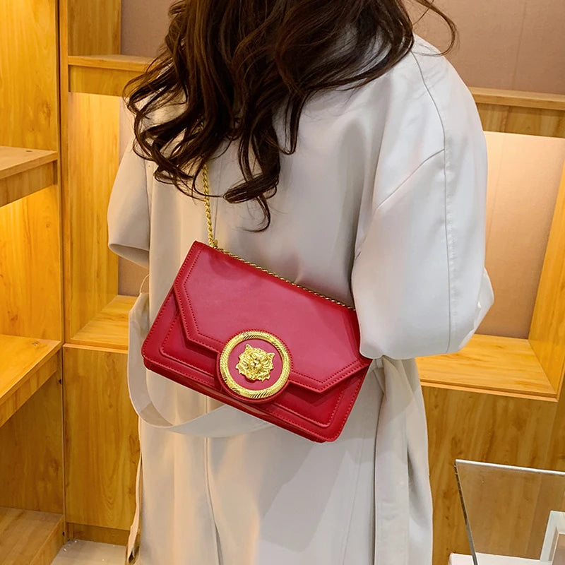 Trendyt 2024 Dames Leren Ketting Schoudertas - Chique Kleine Vierkante Crossbody & Casual Tote Messenger voor Stijlvolle Dames