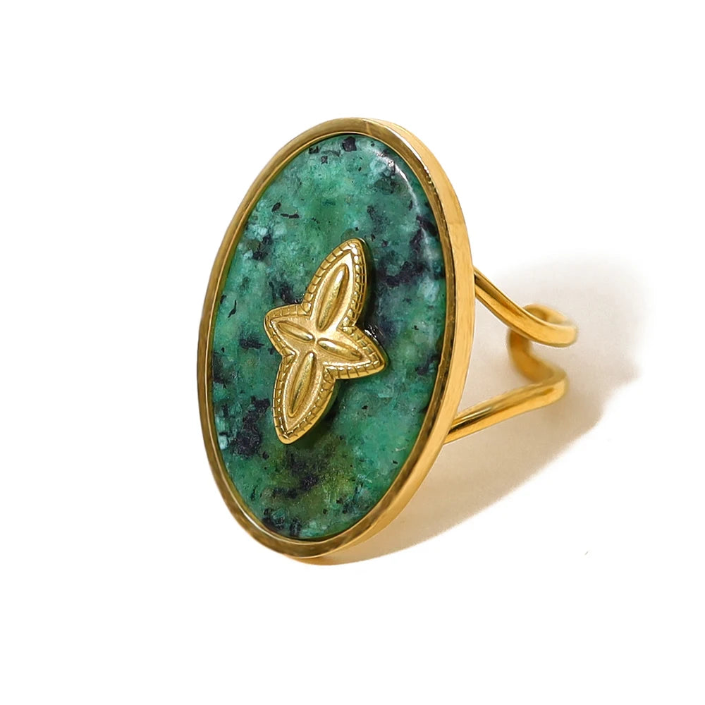 Omarm je Wilde Spirit: 2024 Nieuwe Rvs Ringen voor Vrouwen – Vintage Natuurlijke Steen Luxe Statement Sieraden, Waterdicht en Stylish!