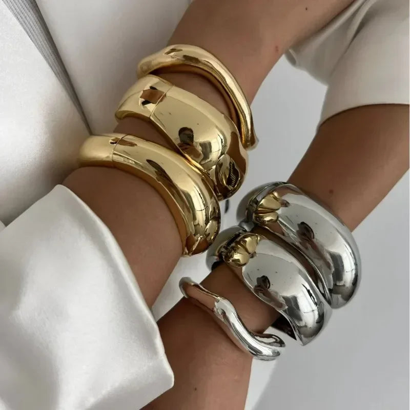 Luxe Brede Handboeien in Punk Goud en Zilver - Gedurfde Geometrische Metalen Statement Sieraden voor Vrouwen en Mannen