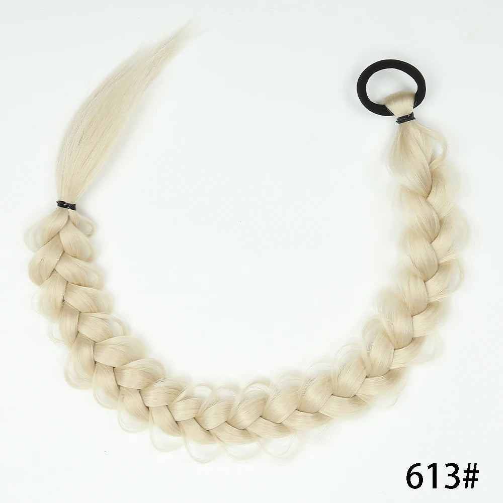Luxe 24-Inch Synthetische Lange Twist Vlecht Paardestaart Extensions met Rubberband - Perfect voor Dagelijkse Styling en Boksliefhebbers