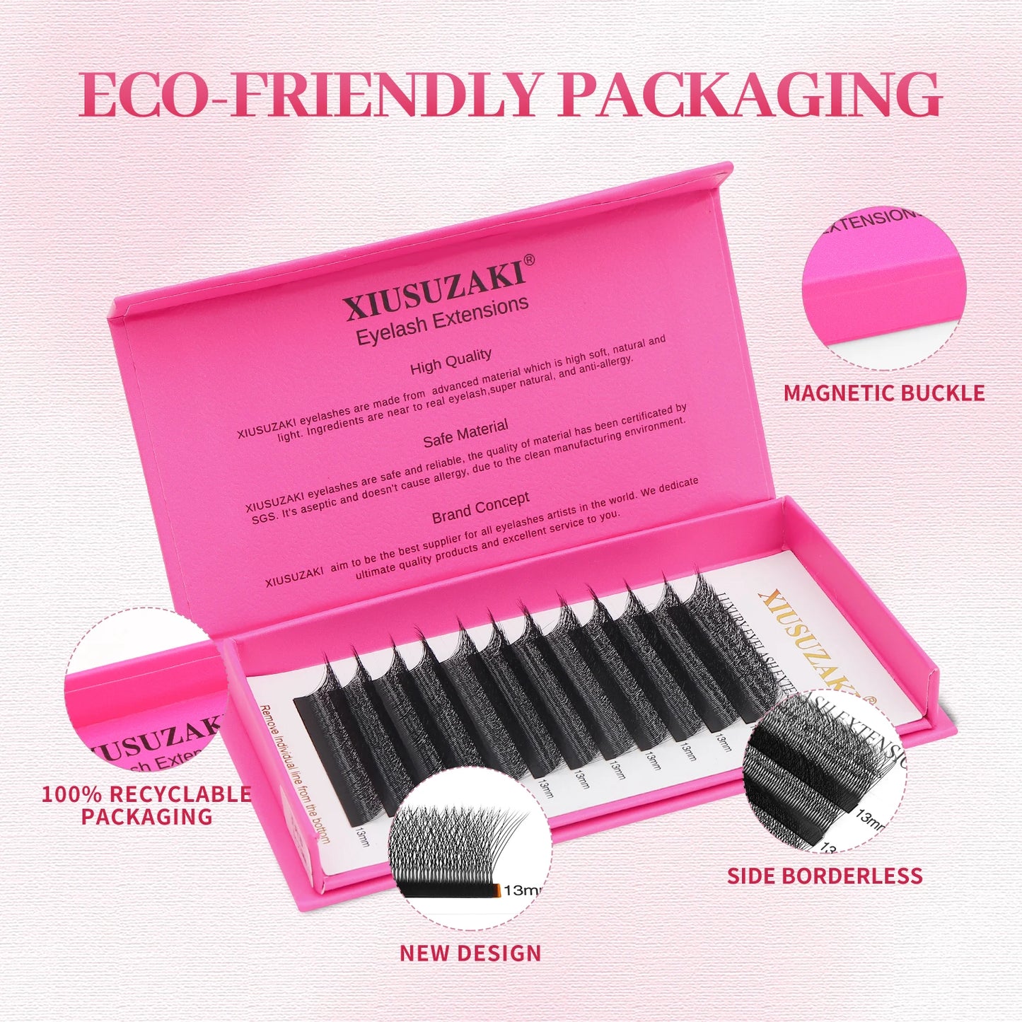 XIUSUZAKI 5D W Lashes Black Premade Fans Eyelashes Extensions Natural Soft Individual Volume False Lashes Beauty Makeup Tools