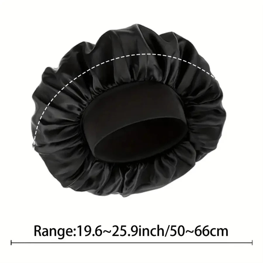 Luxueuze Extra Grote Zijde Bonnet voor Vrouwen met Brede Rand - Stijlvolle en Comfortabele Slaapmuts voor Dagelijks Gebruik