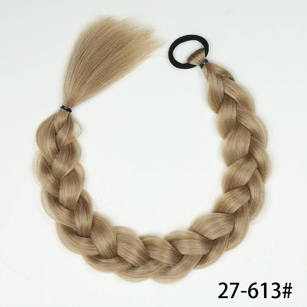 Luxe 24-Inch Synthetische Lange Twist Vlecht Paardestaart Extensions met Rubberband - Perfect voor Dagelijkse Styling en Boksliefhebbers